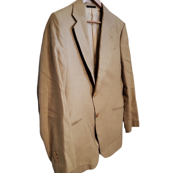 Armani Collezioni 40R Tan Linen Pinstriped Sport Coat - Picture 4 of 10